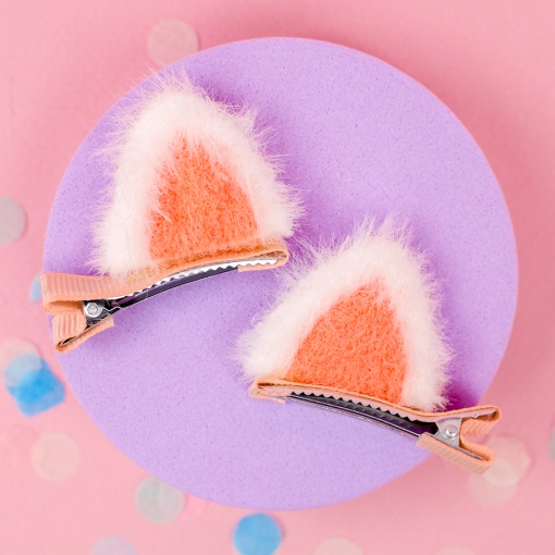 Заколка для волос "Ушки" 2шт, оранжевый