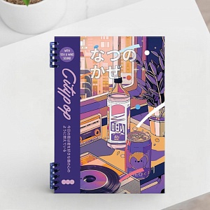 Обложка блочной тетради "Летний ветер" фиолетовый