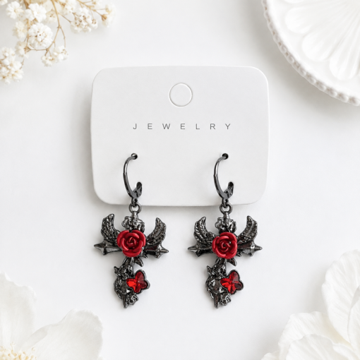Серьги "Rose drop" красный, 1шт