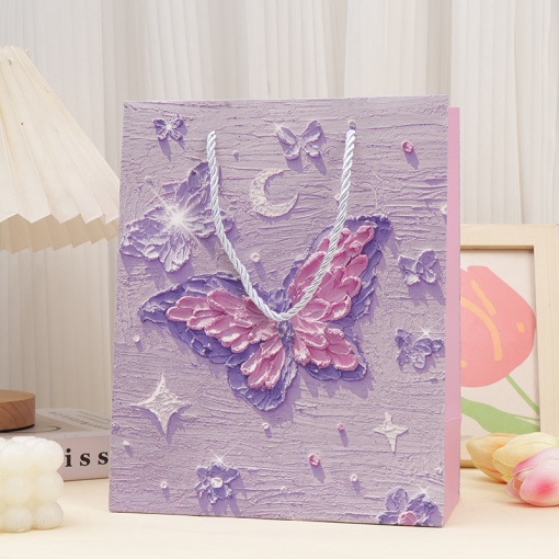 Подарочный пакет "Purple butterfly" 21x11x26см