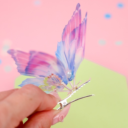 Заколка-зажим "Бабочка" голубой