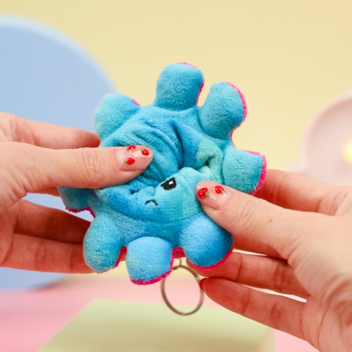 Мягкий брелок-перевертыш "Осьминожек" фуксия-голубой, 10 см (тай-дай)