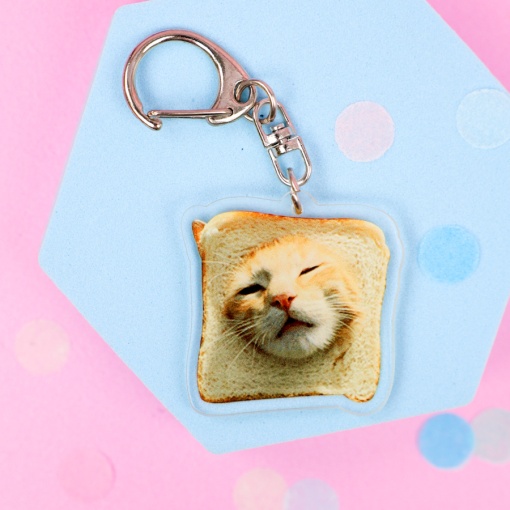 Брелок акриловый "Cat" котик в хлебе