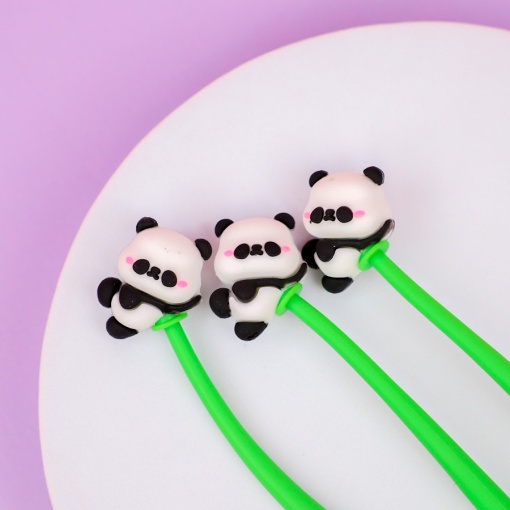 Ручка силиконовая "Панда" зеленый, (черный)