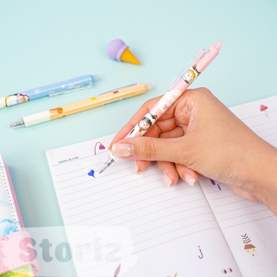 Ручка со стирающимися чернилами и стирашка "Cute Animals", синяя
