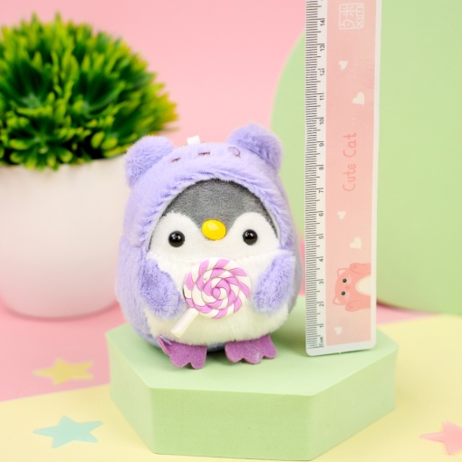 Брелок мягкий "Пингвин в костюме" фиолетовый 10 см