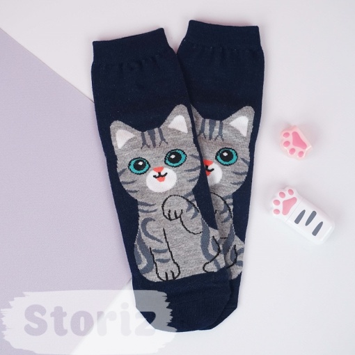 Мини-носочки "Real Cats" темно-синий, 36-38 р.