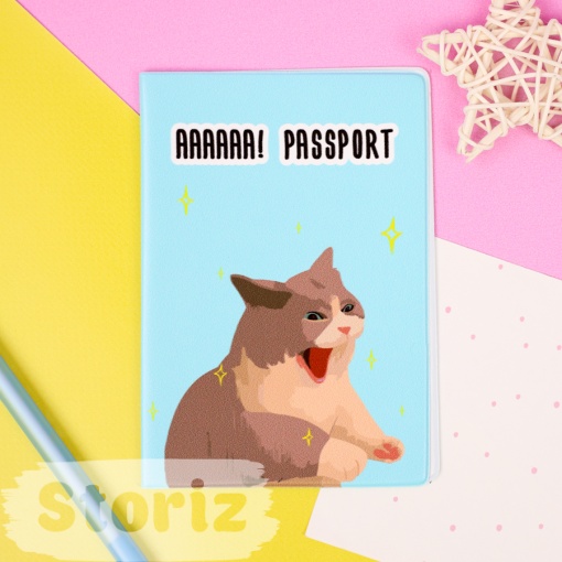 Обложка на паспорт "Ааа!" Cat, STORIZ