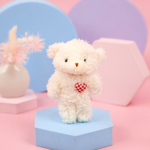 Мягкий брелок "Мишка с сердечком" белый, 10см