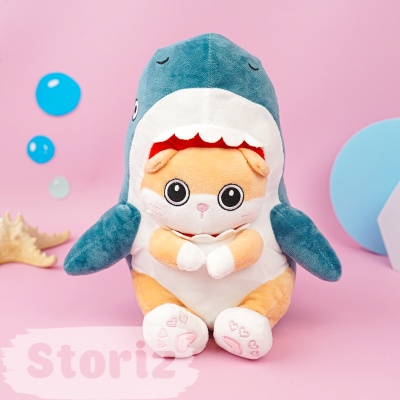 Мягкая игрушка "Котик в акуле" 40см