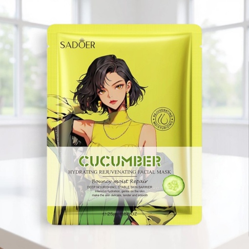 Маска тканевая для лица "Sadoer" lady, огурец, 25г