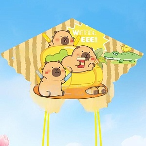 Воздушный змей "Три капибары" желтый (120 см)