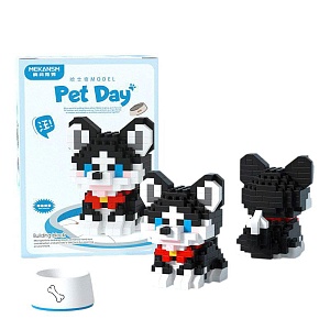 Конструктор "Pet Day" собачка, черно-белый №209 (252 детали)