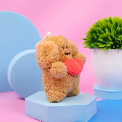 Мягкий брелок "Щенок с сердечком" коричневый