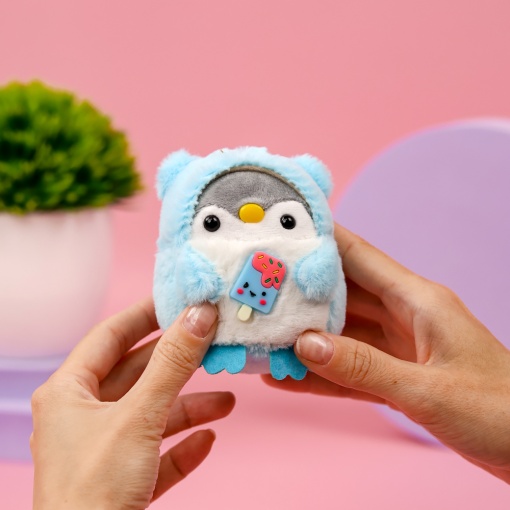 Брелок мягкий "Пингвин в костюме" голубой 10 см