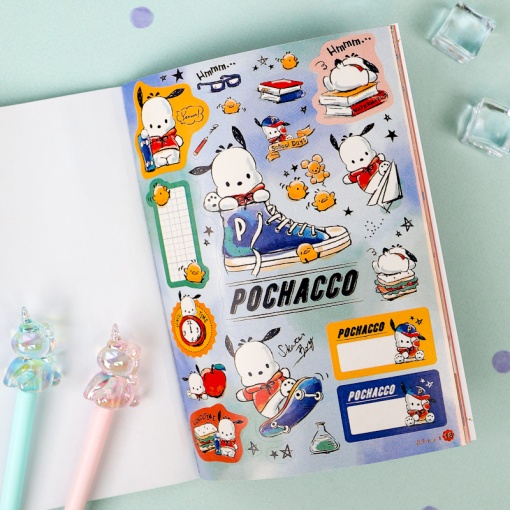 Мини-блокнот с наклейками "Персонажи Санрё" розовый, 22 листа