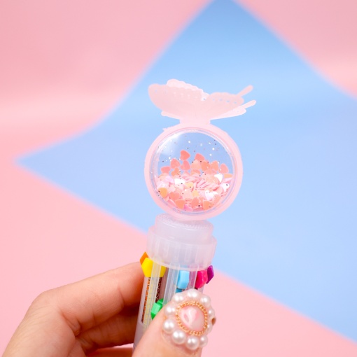 Ручка с десятью стержнями "Butterfly 10в1" розовый