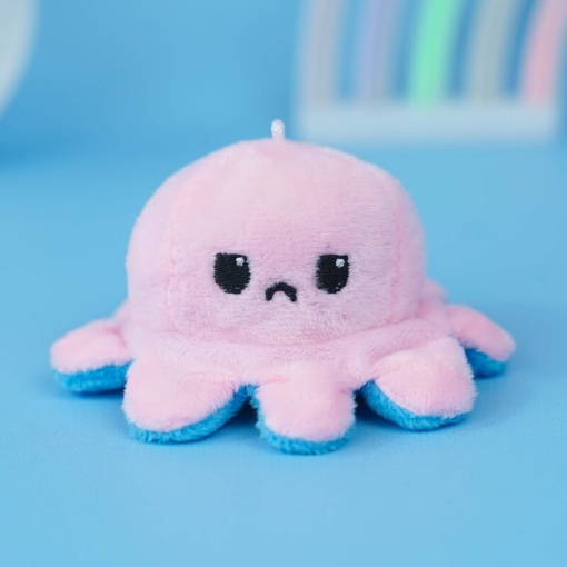 Мягкий брелок-перевертыш "Осьминожек" нежно-розовый голубой, 10 см