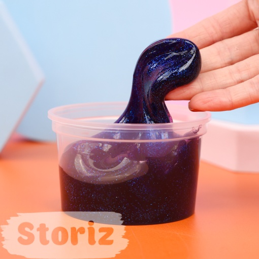 Слайм "Стекло" фиолетовый с синими блестками, 180 гр. STORIZ