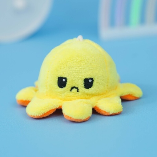 Мягкий брелок-перевертыш "Осьминожек" желтый оранжевый, 10 см