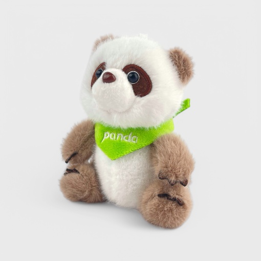 Мягкая игрушка "Коричневая Панда" зеленый шарфик, 13см