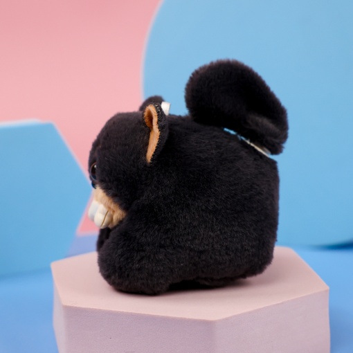 Мягкий брелок "Заводной Щенок" черный, 7см