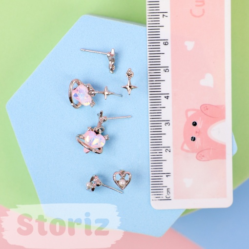 Набор сережек "Heart&Star" (3шт) розовый
