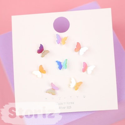 Серьги-гвоздики "Butterflies", 4 пары