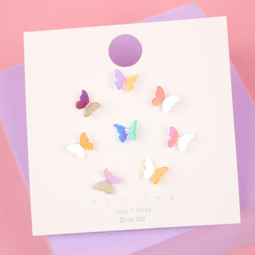 Серьги-гвоздики "Butterflies", 4 пары