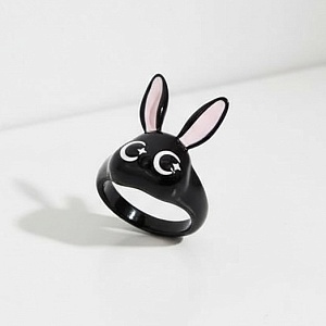 Кольцо "Зайка" розово-черный