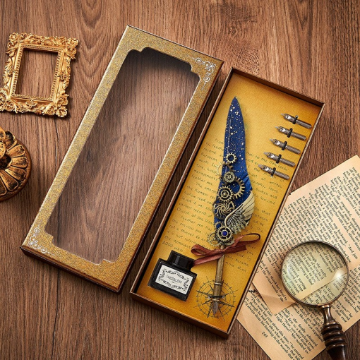 Набор "Steampunk" перьевая ручка и чернила, синий