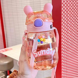 Бутылочка "Sunday" с ушками, розовый, 650мл оптом