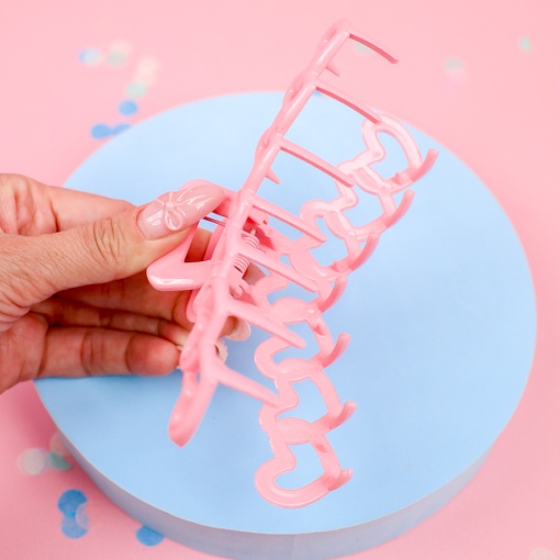 Заколка-крабик для волос "Сердце", розовый