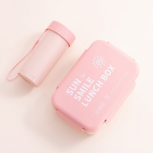 Ланчбокс с чашкой "Sun Smail" розовый, 1000-400мл оптом