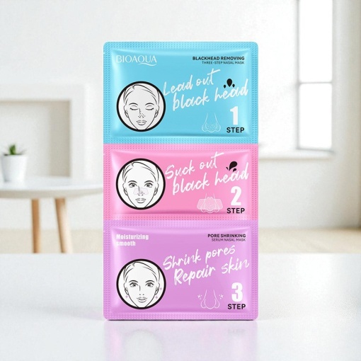 Маска очищающая для носа "Bioaqua" трехэтапная, 21г