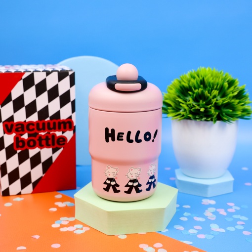 Термос "Cat" Hello розовый, 420 мл. оптом