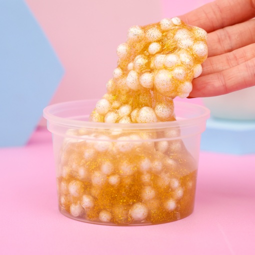 Слайм "Стекло" №1 золотые блестки + шарики 150гр. STORIZ