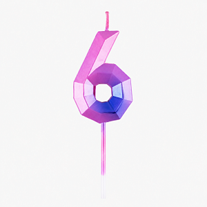 Свеча-цифра для торта "Blue-Pink", 6 оптом