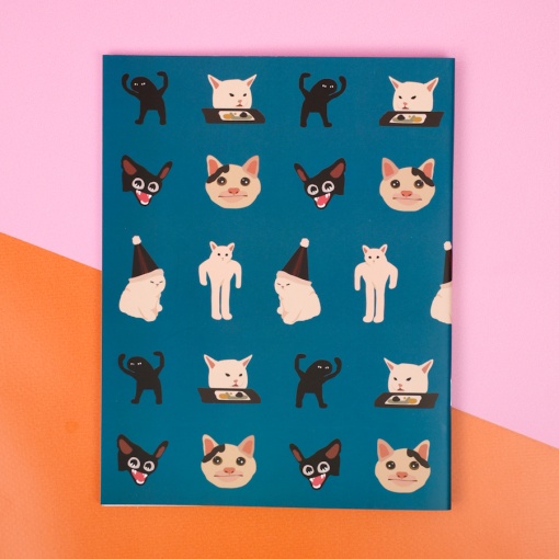 Тетрадь "Мемные Коты" синий, 48 листов (STORIZ) 