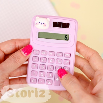 Калькулятор "Cute animals", котенок, фиолетовый