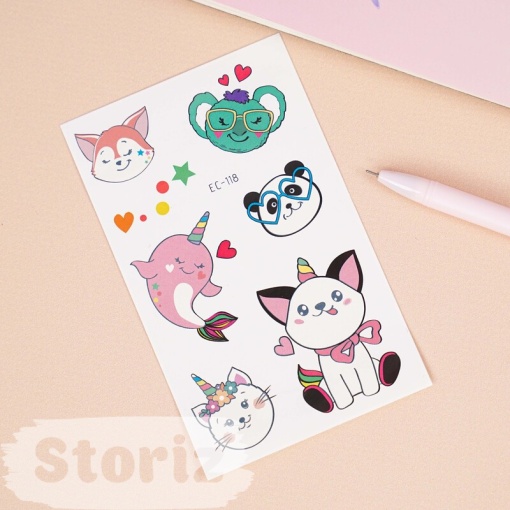 Временная татуировка "Cute Animals" EC-118, 12x75 мм