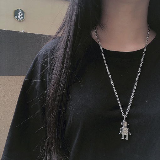 Кулон на цепочке "Робот" серебряный