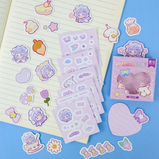 Набор наклеек и стикеров "Be Happy" сиреневый