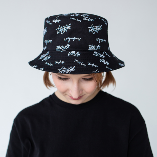 Панама двусторонняя "Thug Life" черный, M (56-58см)