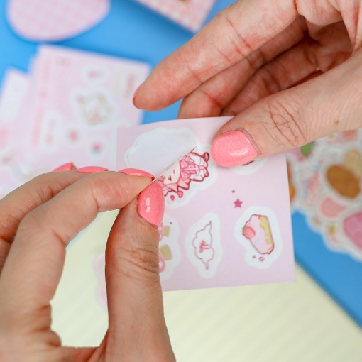 Набор наклеек и стикеров "Be Happy" розовый