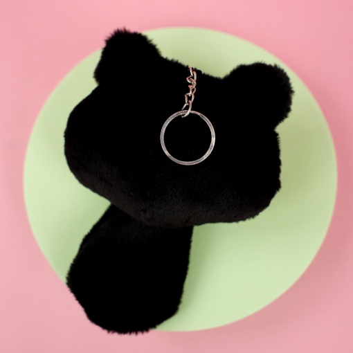 Мягкий брелок "Котик-пищалка" черный, 12см