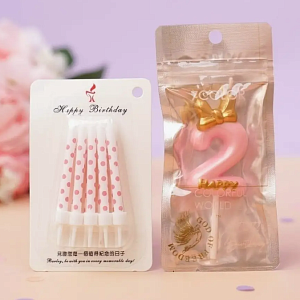 Комплект свечей цифра -2-(Mrs. Pink) + 1 упаковка Pink (10 шт.) оптом