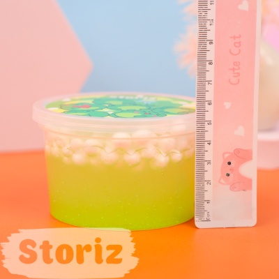 Слайм "Magic" №1 с неоновыми зелёными блёстками + шарики, 150 гр. STORIZ