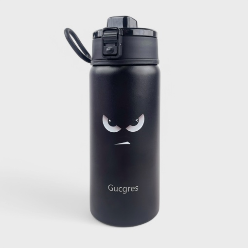 Термос-кружка "Gucgres" злой взгляд, черный, 550мл оптом