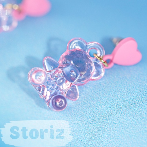 Серьги-гвоздики "Bear" розовые